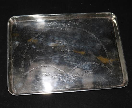 An Edwardian silver dressing table tray by William Neale, Birmingham, 1909, 13.5 oz.